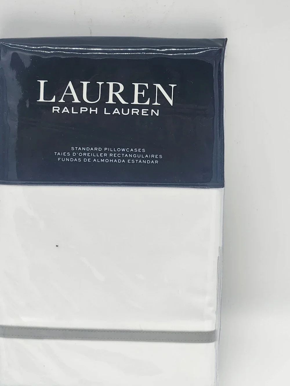 NWT Lauren Ralph Lauren Spencer Border Sateen Standard Pillowcases White $70